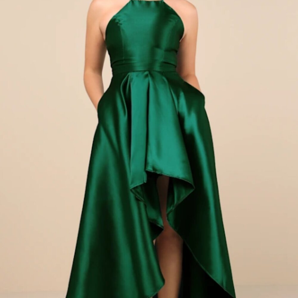 Lulus Broadway Show Emerald Green High-Low Gown Size Small